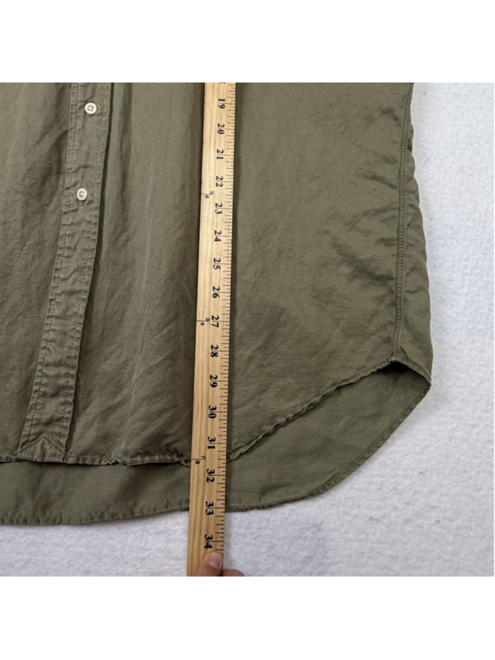 Vintage Ralph Lauren Blake Silk Linen Shirt Olive Green Men’s L Long Sleeve Pony - Picture 9 of 10